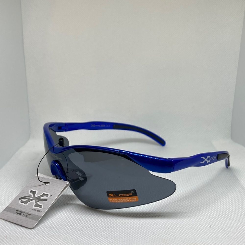 X-Loop Mens Semi-Rimless Dark Lens Sunglasses